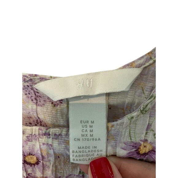 H&M Peplum Floral Blouse Womens M Fairycore, Cottage, Whimsy - Picture 2 of 13